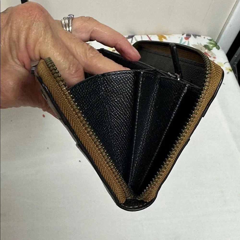 Coach Mercer Metallic Bronze Leather Zip-Around Credit Card Long Wallet